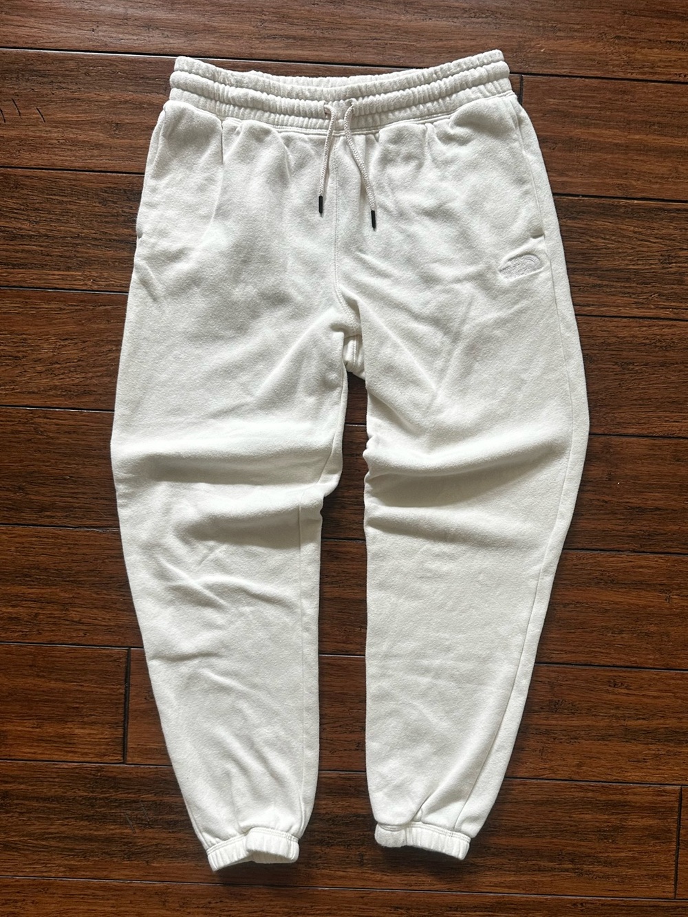The North Face Sweatpants Joggers Women M Cream Fleece Logo Casual Lounge